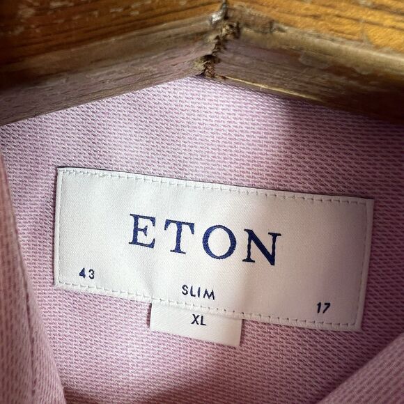 ETON Mens Pink Casual Preppy Button Down Slim Shirt Size 43 17 Cotton - Picture 7 of 12